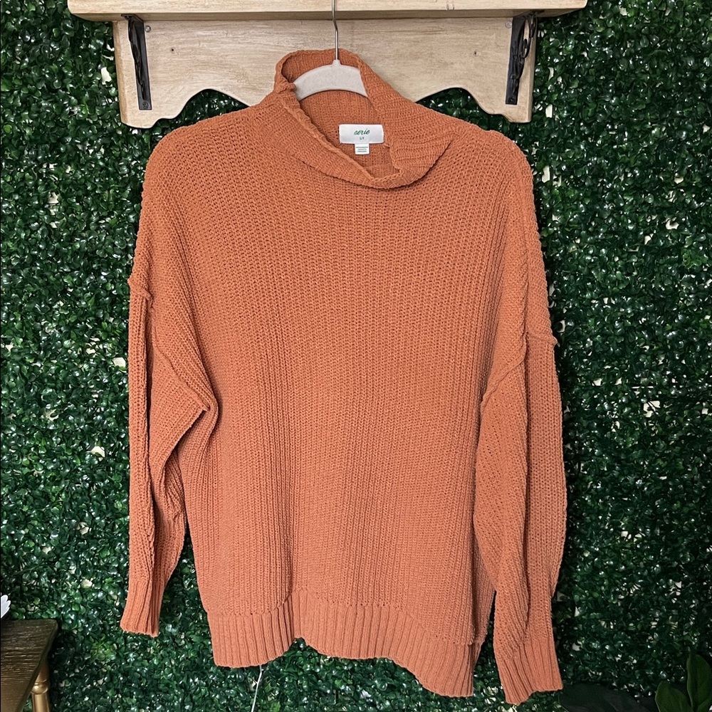 Aerie Rust Cowl Neck Sweater